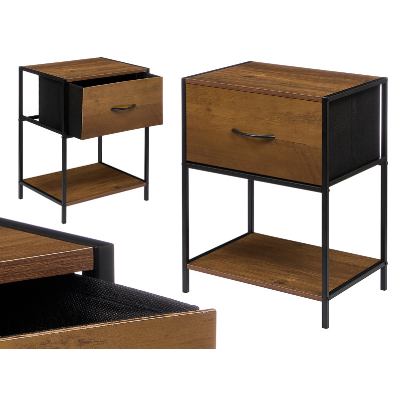 BAMBOO BLACK SMALL TABLE DRAWER SHELF