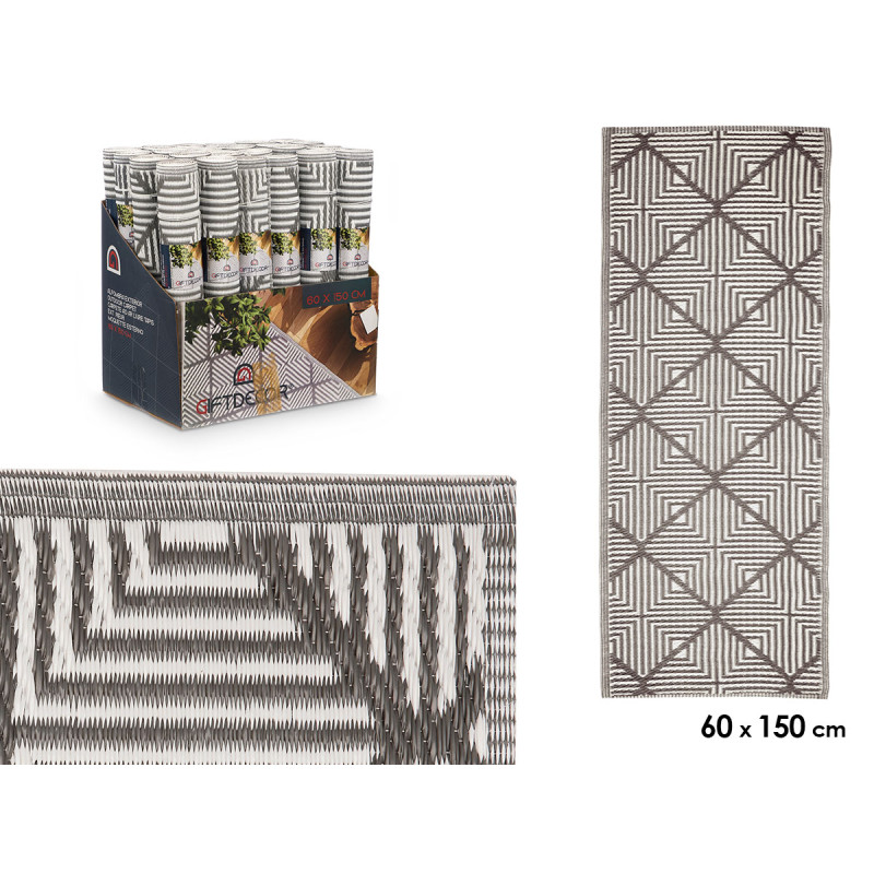 ALFOMBRA ROMBOS BLANCO GRIS 60 X 150 CM