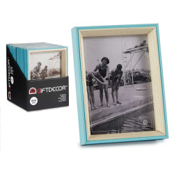 13X18CM BLUE AND NATURAL WOOD PHOTOFRAME 