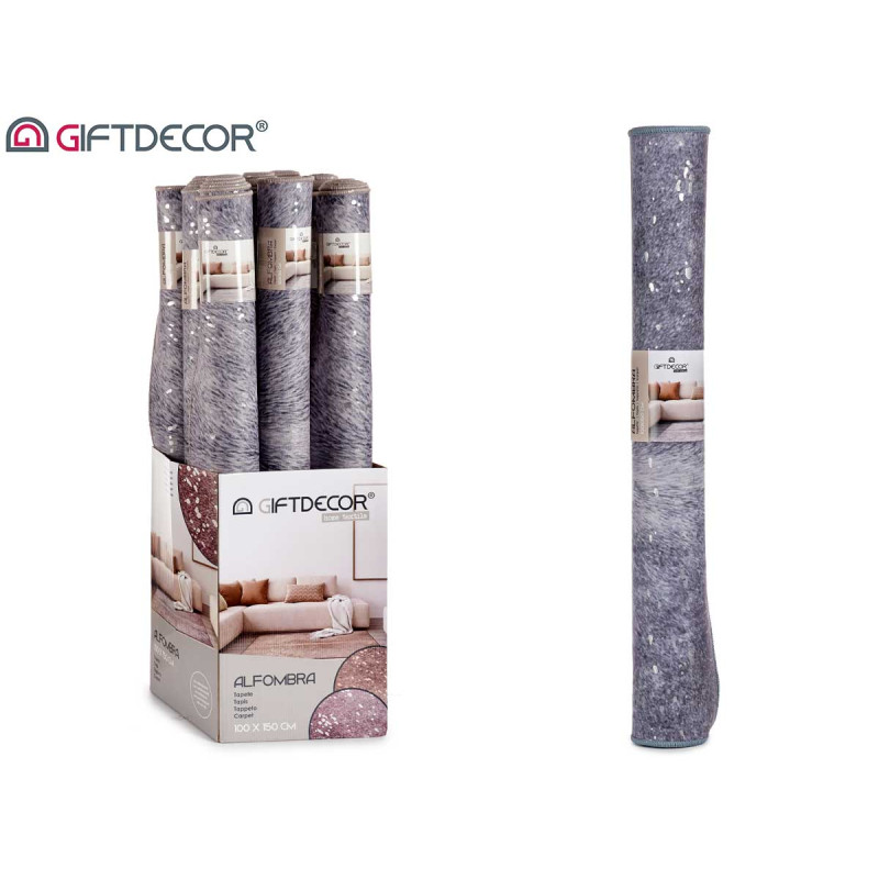 TAPIS GRIS 100X150CM AC TACHES ARGENTEES 