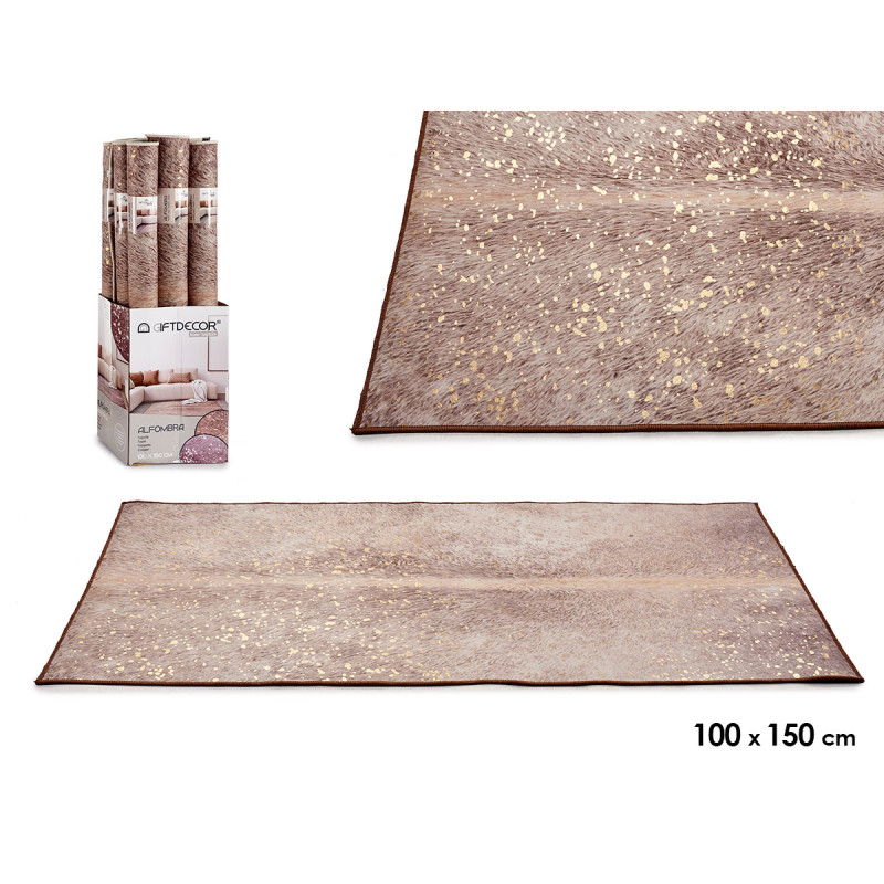 TAPIS MARRON 100X150CM AVEC TACHES DOREES