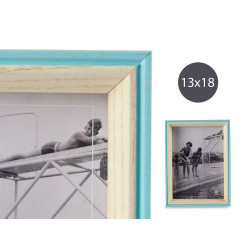 13X18CM BLUE AND NATURAL WOOD PHOTOFRAME 