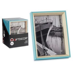 BLUE AND NATURAL WOOD PHOTO HOLDER 15X20
