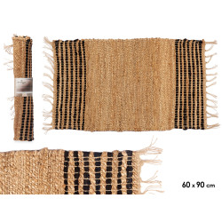 TAPIS RAYÉ NOIR ET NATUREL 60 X 90 CM