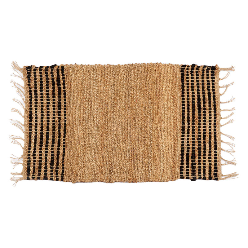 TAPIS RAYÉ NOIR ET NATUREL 60 X 90 CM