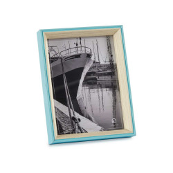 PORTAFOTOS MADERA 15X20 AZUL Y NATURAL