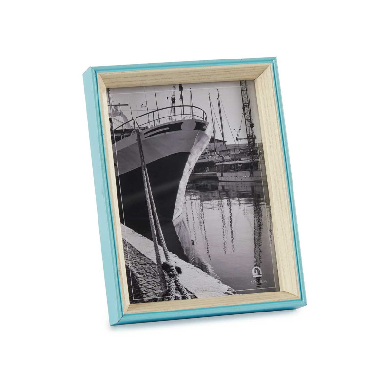 BLUE AND NATURAL WOOD PHOTO HOLDER 15X20
