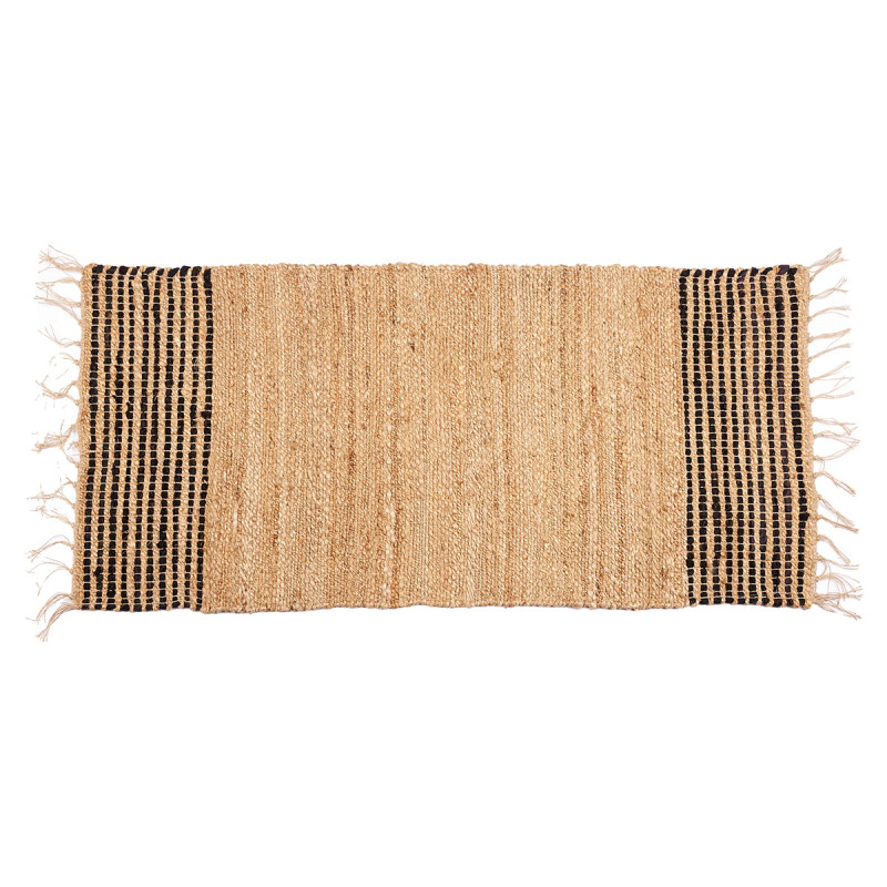 ALFOMBRA NATURAL RAYAS NEGRA 70 X 140 CM