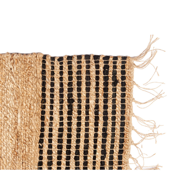 TAPIS RAYÉ NOIR ET NATUREL 70 X 140 CM