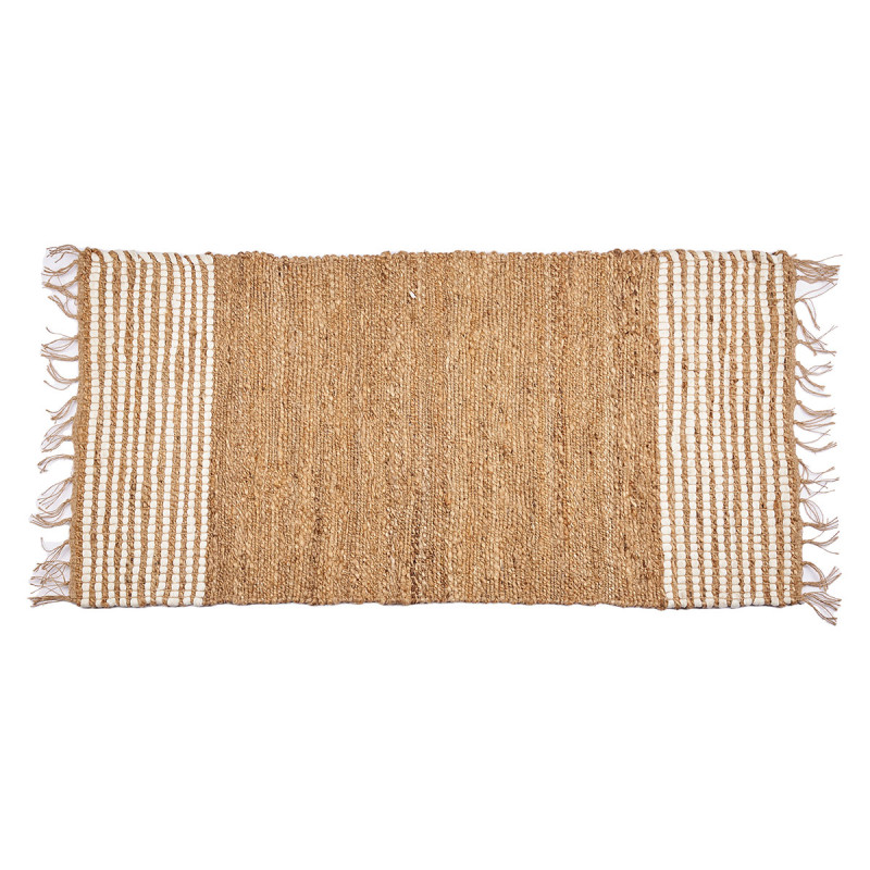 WHITE AND NATURAL STRIPED CARPET 70 X 140 CM