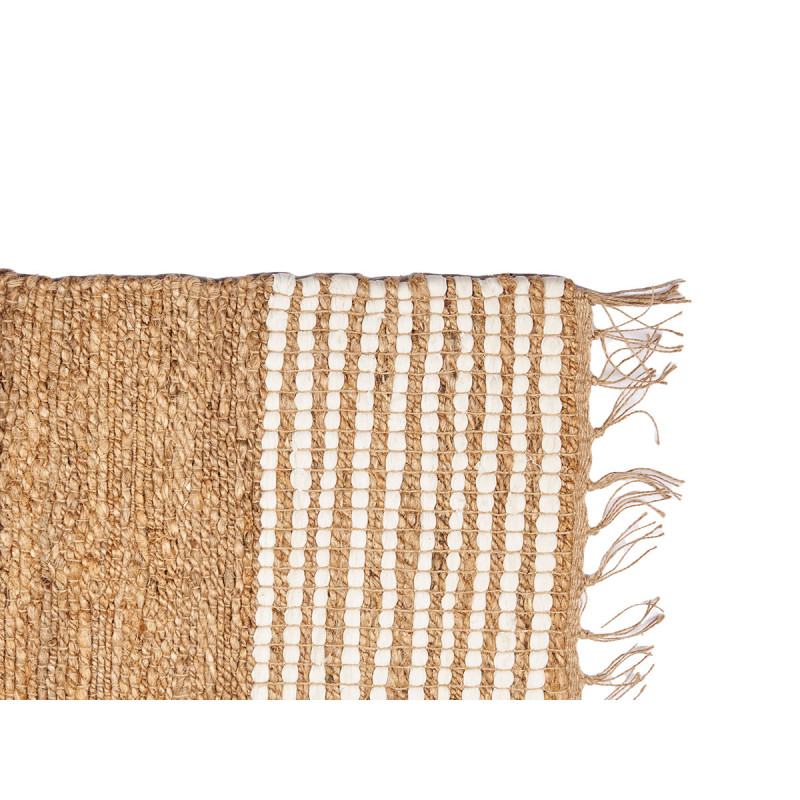 TAPIS RAYÉ BLANC ET NATUREL70 X 140 CM