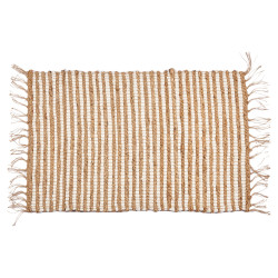 TAPIS À DOUBLE RAYURE BLANC ET NATUREL 60 X 90 CM