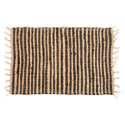 BLACK AND NATURAL DOUBLE STRIPED CARPET 60 X 90 CM