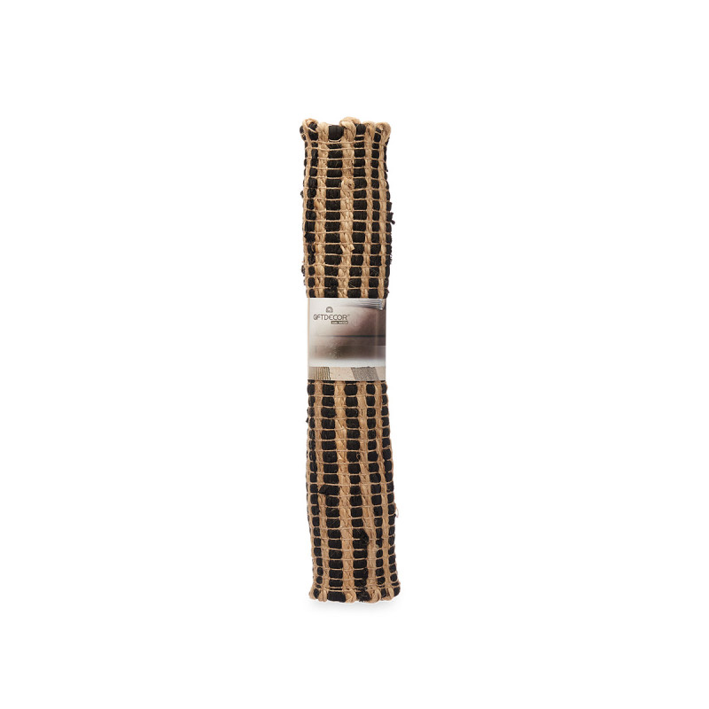 TAPETE NATURAL PRETO RISCAS DUPLAS 60 X 90 CM