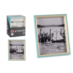 PORTEPHOTOS BOIS 20X25 BLEU ET BLANC