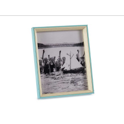 PORTEPHOTOS BOIS 20X25 BLEU ET BLANC