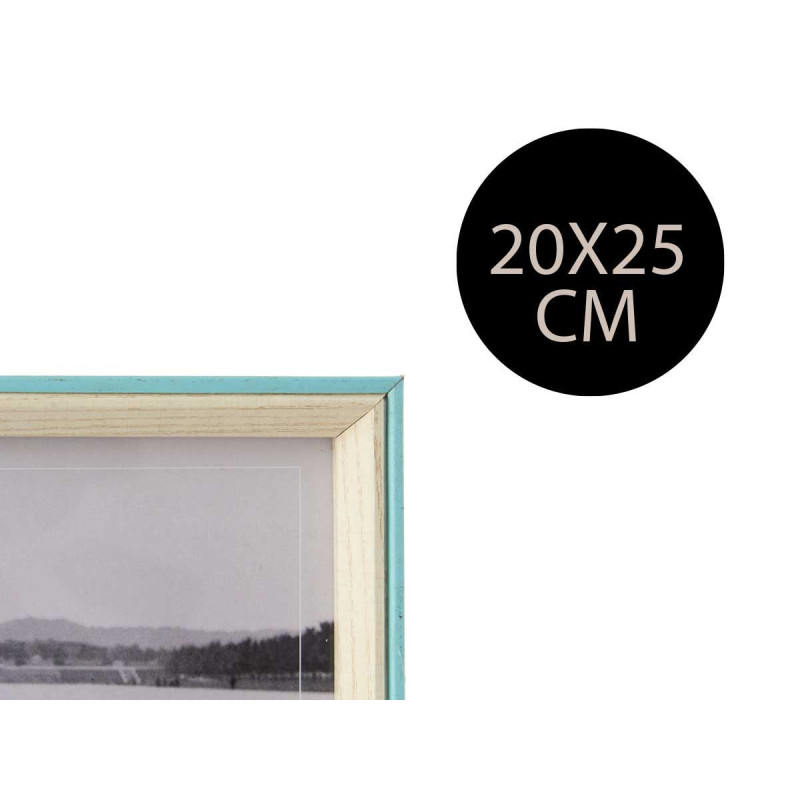 BLUE AND NATURAL WOOD PHOTO HOLDER 20X25