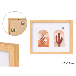 CADRE 2 PHOTOS 10X15 EFFET BAMBOU