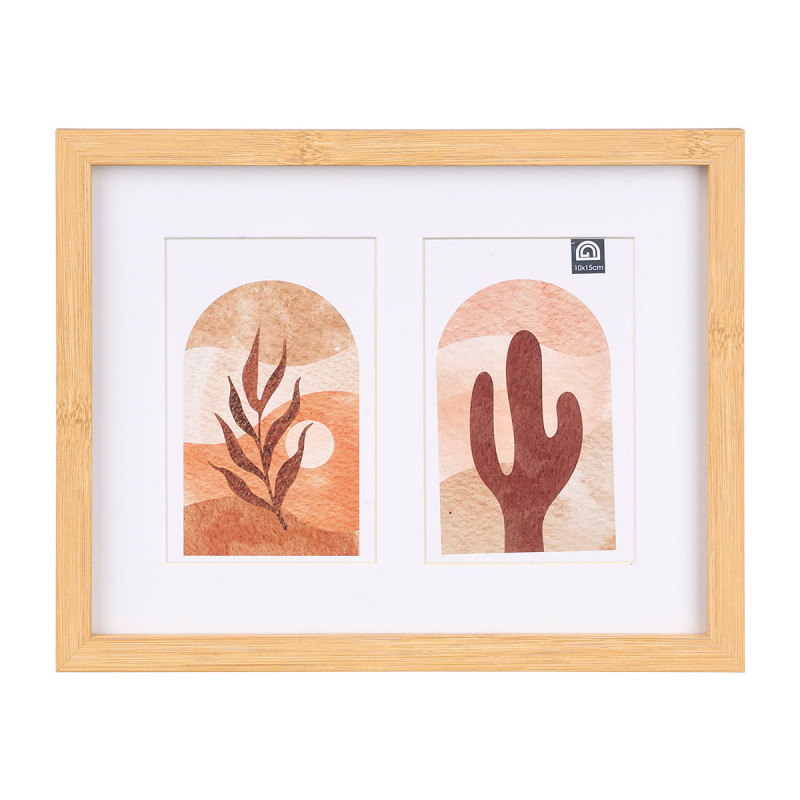 CADRE 2 PHOTOS 10X15 EFFET BAMBOU