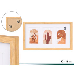 MOLDURA PARA 3 FOTOS EFEITO BAMBU 10X15CM