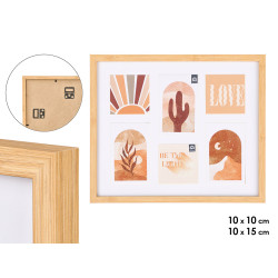 CADRE 6 PHOTOS 10X15 EFFET BAMBOU