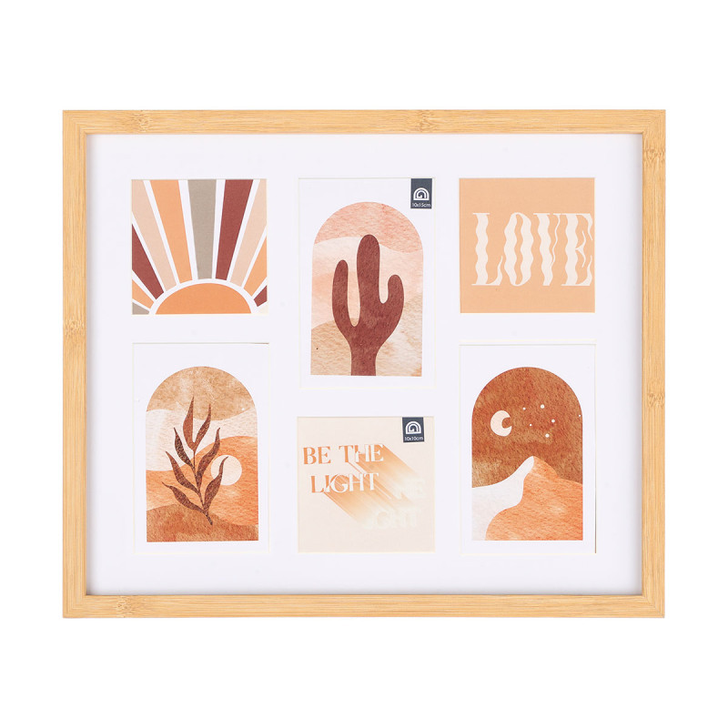 CADRE 6 PHOTOS 10X15 EFFET BAMBOU