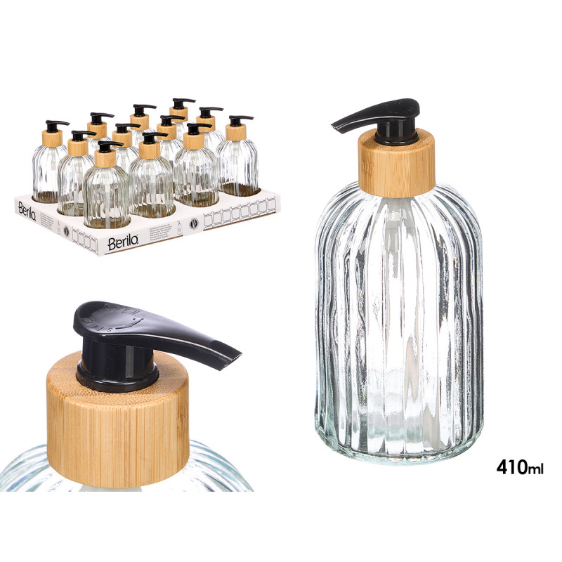 DISPENSADOR TRANSPARENTE BAMBU 410ML