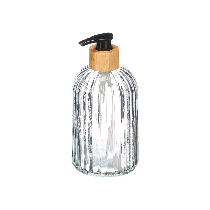 TRANSPARENT SOAP DISPENSER BAMBOO 410ML 