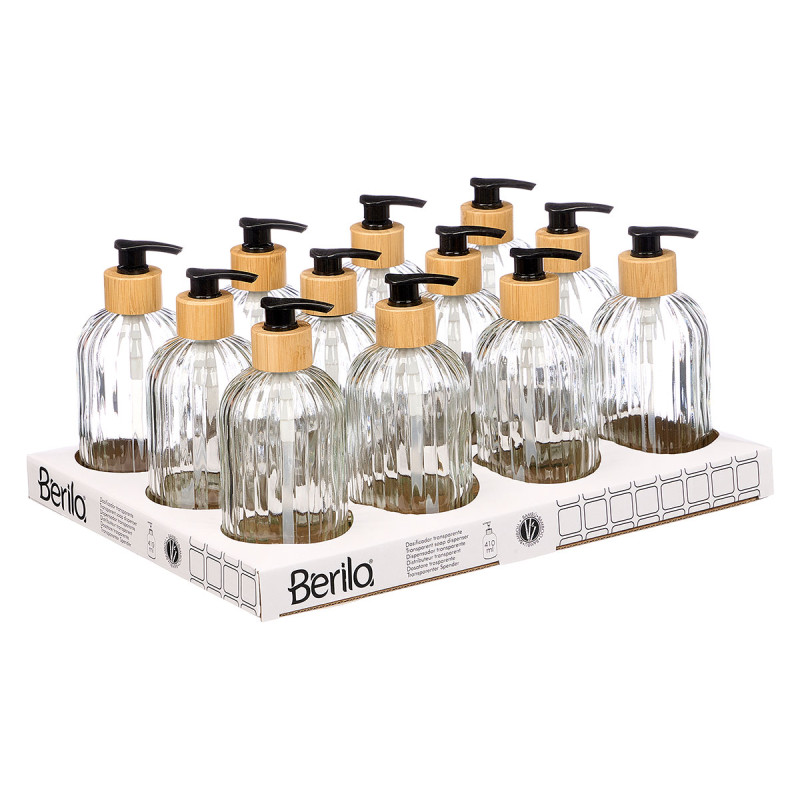 TRANSPARENT SOAP DISPENSER BAMBOO 410ML 