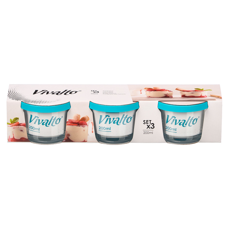 SET 3 CAIXAS REDONDAS AZUL 200ML