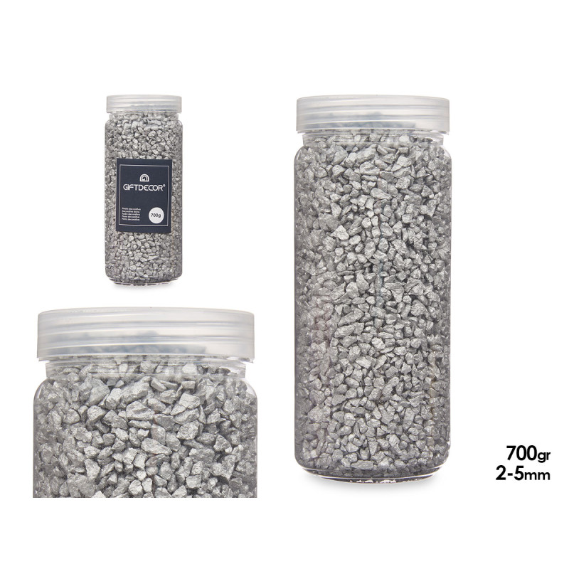 2 5 MM METALLIZED STONE JAR 700G SILVER
