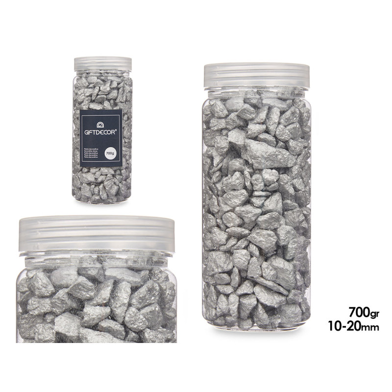 POT PIERRE 10 20 MM MÉTALLISÉE 700G ARGENT
