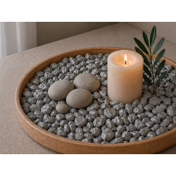 PEDRA DECORATIVA 10 20 MM METALIZADO 700G PRATEADA
