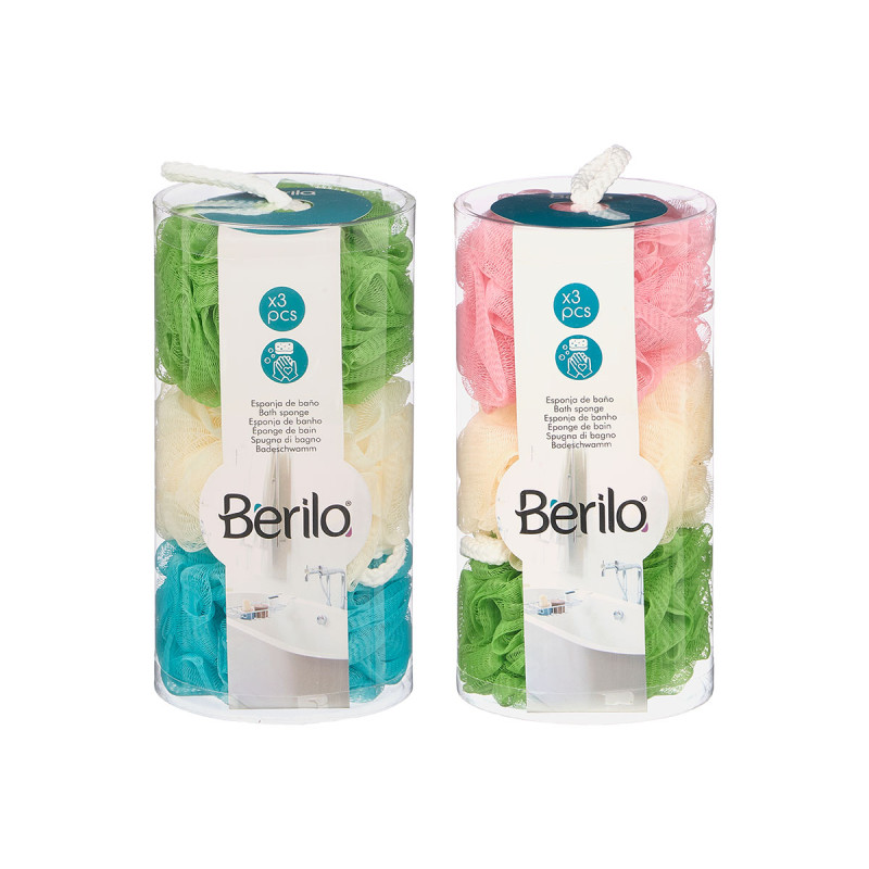 SET 2 PCS BOULE ÉPONGE BAIN PVC BOX 4 COUL ASSORT