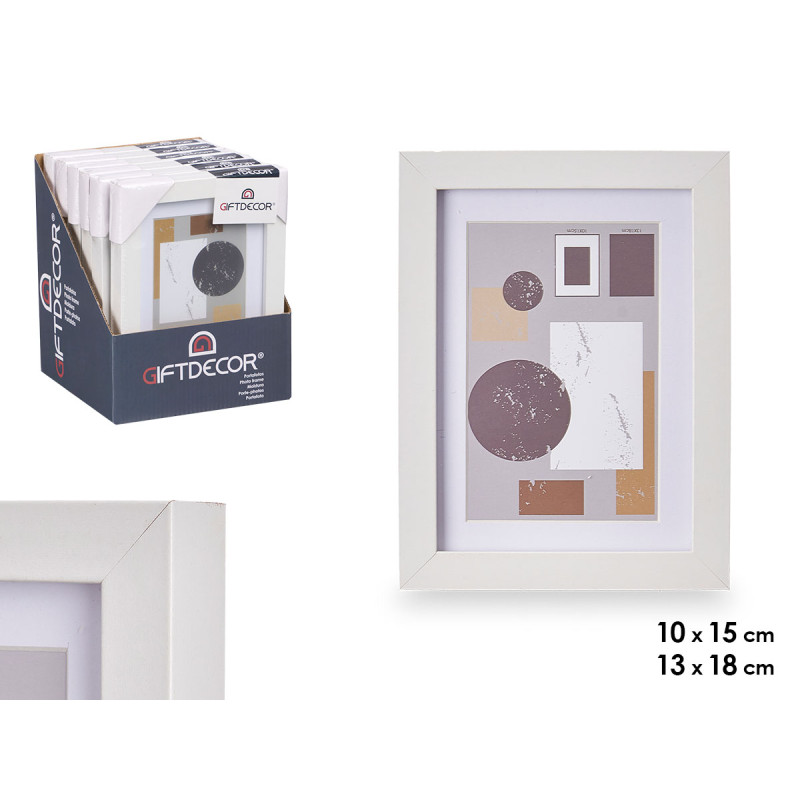 10X15CM WHITE PASSE-PARTOUT WOOD PHOTOFRAME 