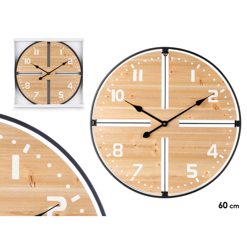 RELOJ PARED MADERA 60 CM 