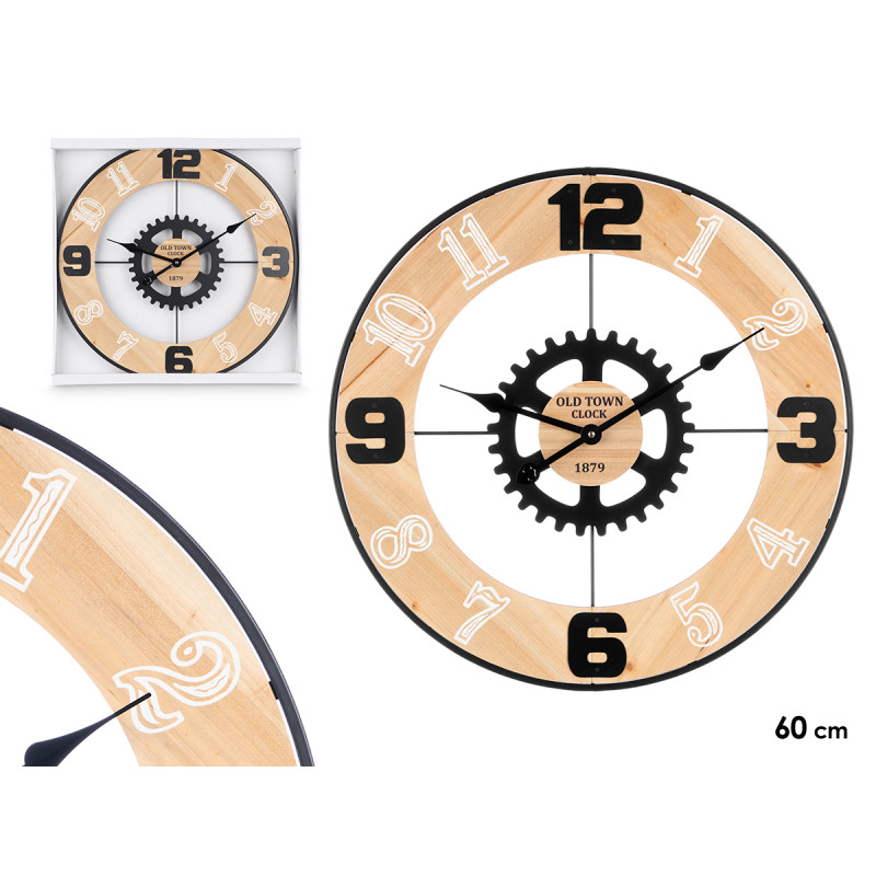 HORLOGE MURALE ENGRENAGE METAL 60 CM