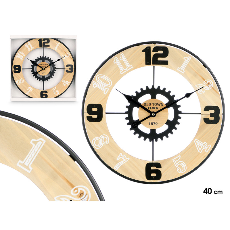 RELOJ PARED ENGRANAJE METAL 40 CM 