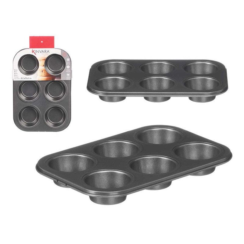 GREY RECTANGULAR 6CUP MUFFIN PAN