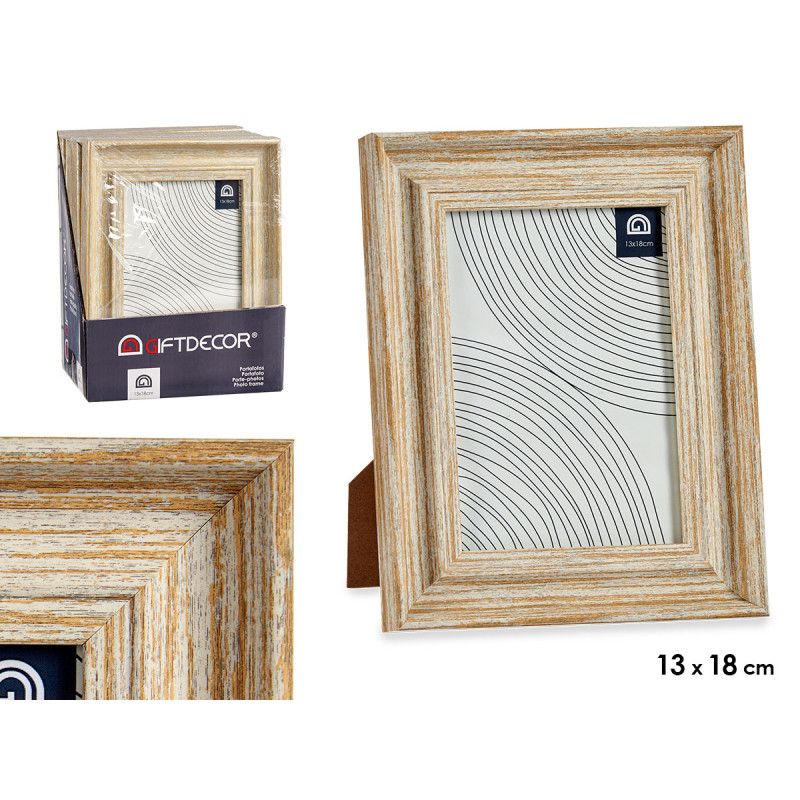 PORTAFOTOS EFECTO MADERA ORO 13X18CM