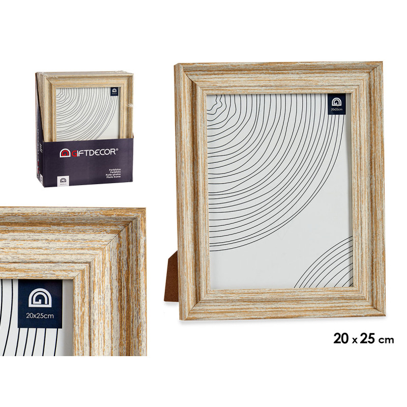 PORTAFOTOS EFECTO MADERA ORO 20X25CM