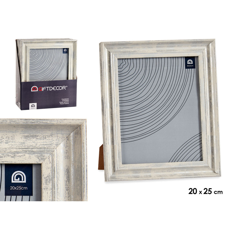 MOLDURA NATURAL BORDA PRATEADA 20X25CM 