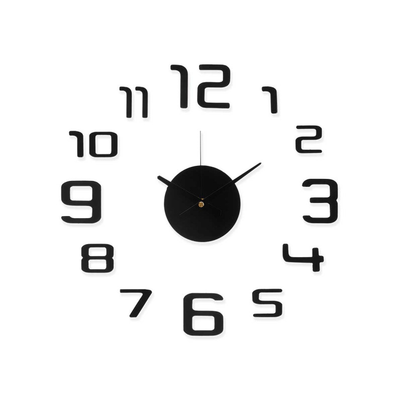HORLOGE AUTOCOLLANT 35CM NOIR BRILLANT