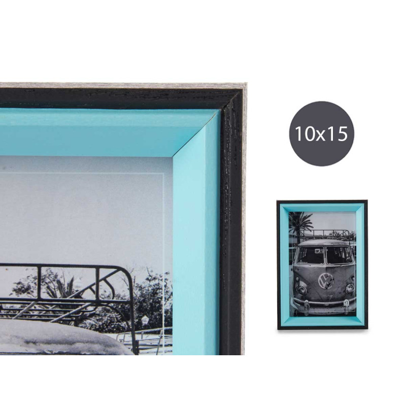 MOLDURA MADEIRA 10X15 PRETA E AZUL 