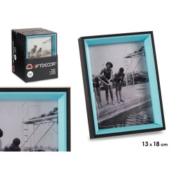 BLACK AND BLUE WOOD PHOTO HOLDER 13X18