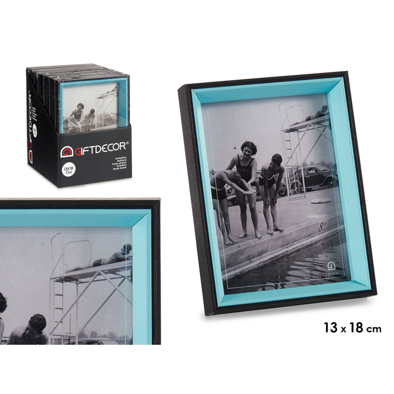 BLACK AND BLUE WOOD PHOTO HOLDER 13X18