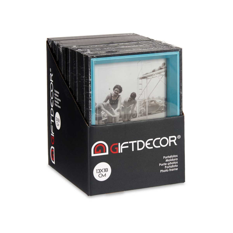 PORTEPHOTOS BOIS 13X18 NOIR ET BLEU