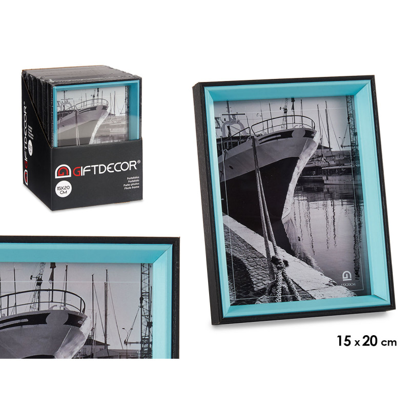 BLACK AND BLUE WOOD PHOTO HOLDER 15X20