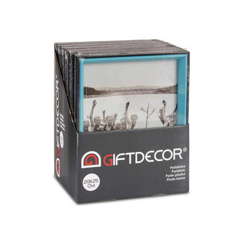 PORTEPHOTOS BOIS 20X25 NOIR ET BLEU