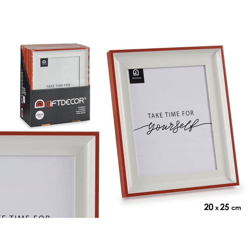 WHITE AND RED PHOTO HOLDER 20X25